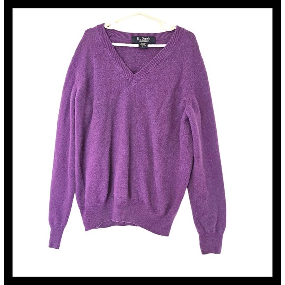 El Daws Sweater Womens Small S 100% Cashmere V Neck‎ Pullover Lightweight Knit - Picture 1 of 4